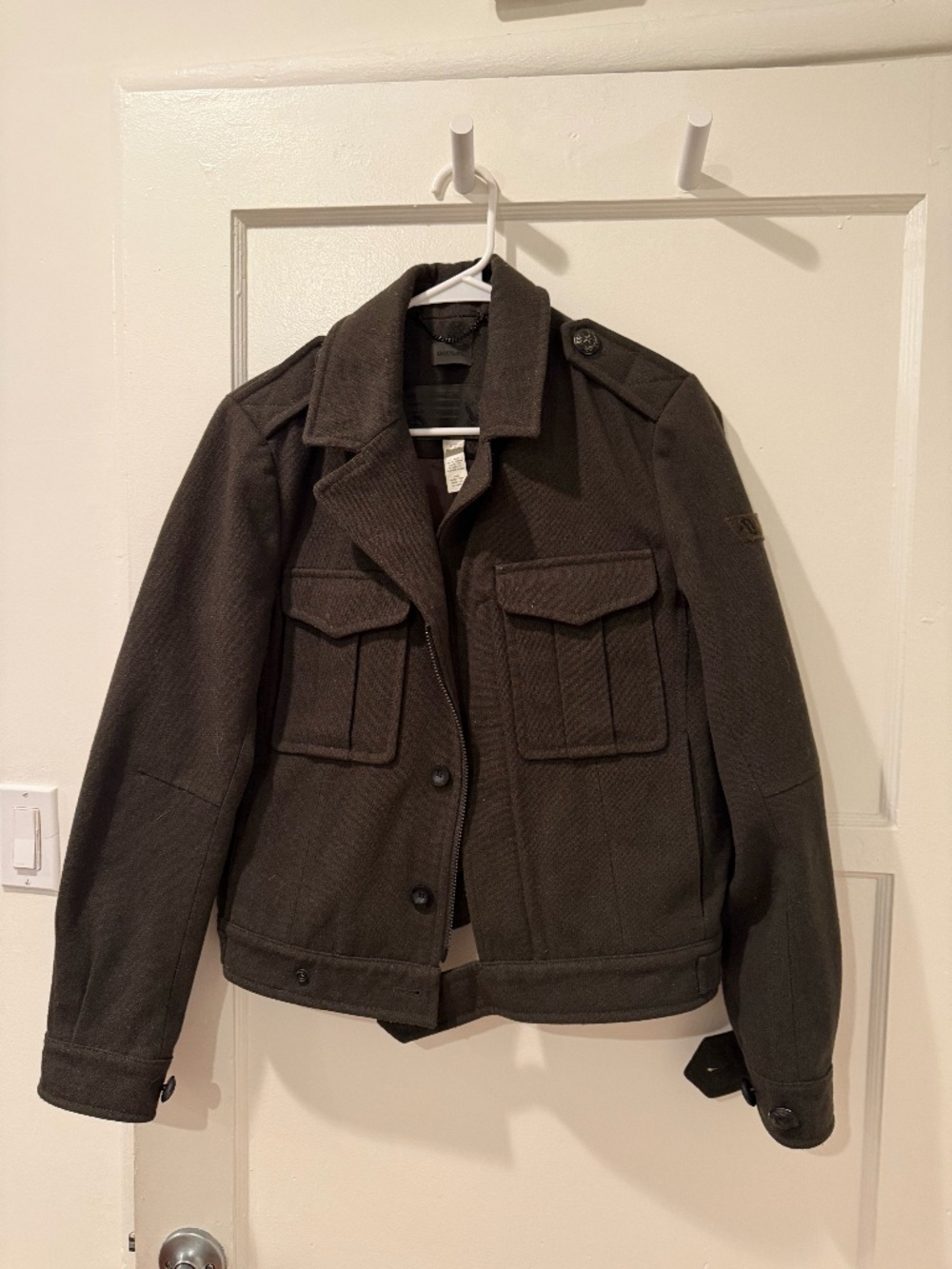 Diesel Brand Wool Blend Military Style Coat